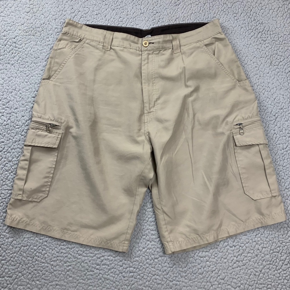Burnside Cargo Shorts Mens 36 Tan Polyester Lightweight Quick Dry RMJ9805K